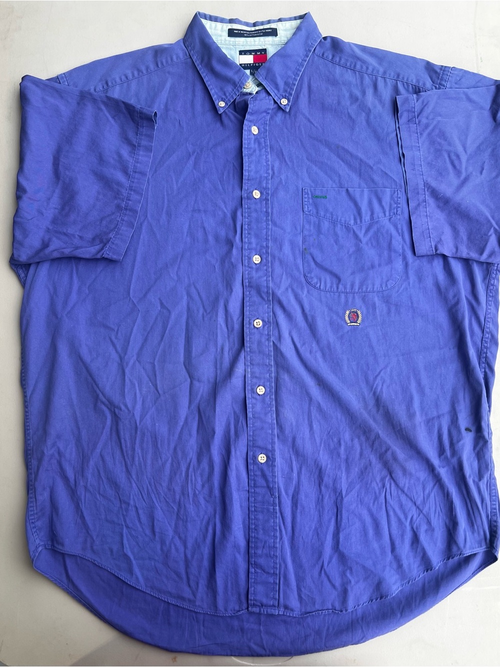 Tommy Hilfiger Men’s Blue-Purple Short Sleeve Button-Down Shirt